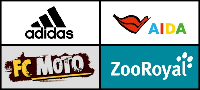 Logo-Collage von Sport- und Freizeit-Shops