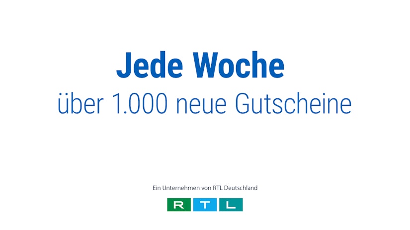 Banner mit Text: Jede Woche über 1.000 neue Gutscheine