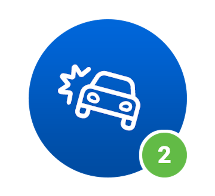 Ein blauer Kreis mit einem Auto-Icon