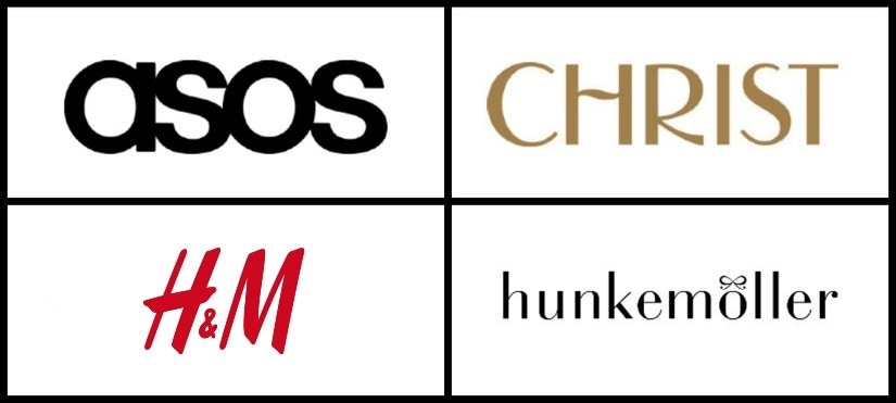 Logo Collage aus ASOS, CHRIST, H&M und Hunkemöller.