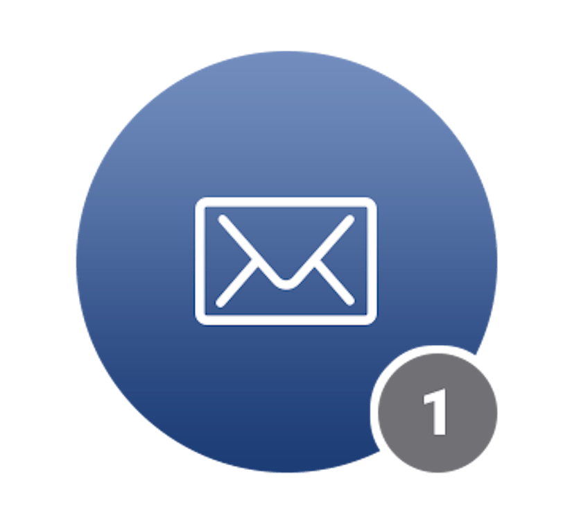 Ein blauer Kreis mit einem Brief-Icon