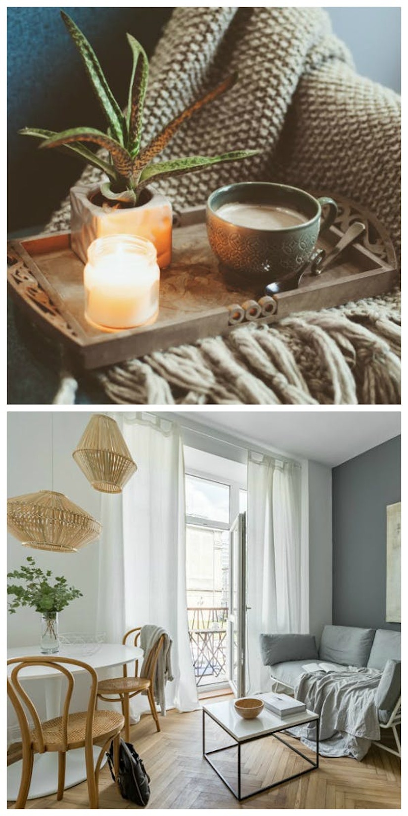 Collage des Wohnstils Hygge