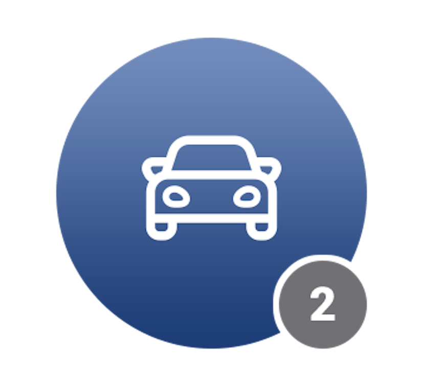 Ein blauer Kreis mit einem Auto-Icon