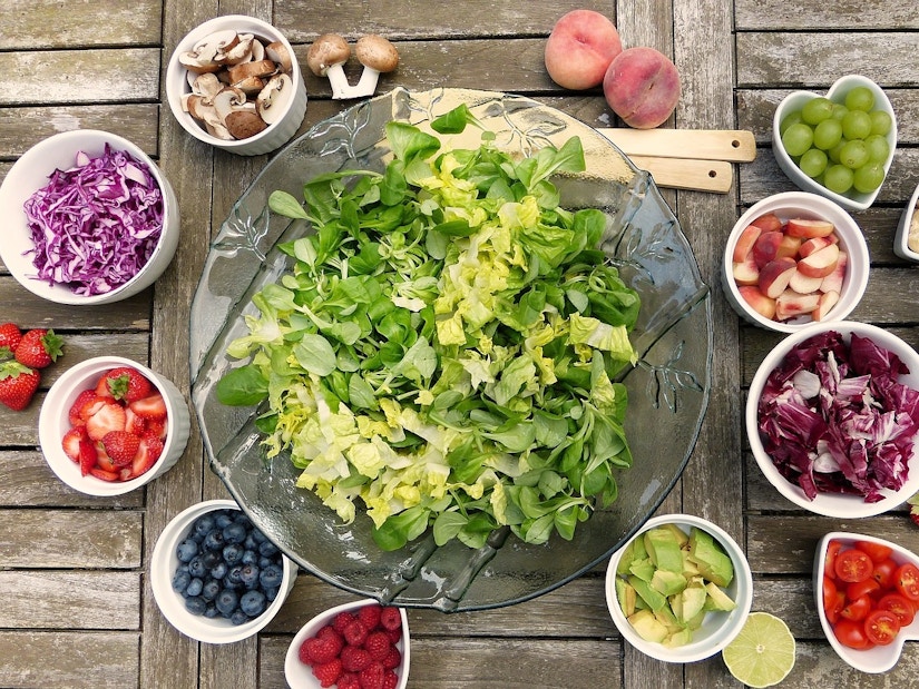 Salat, Beeren, Gemüse und Obst