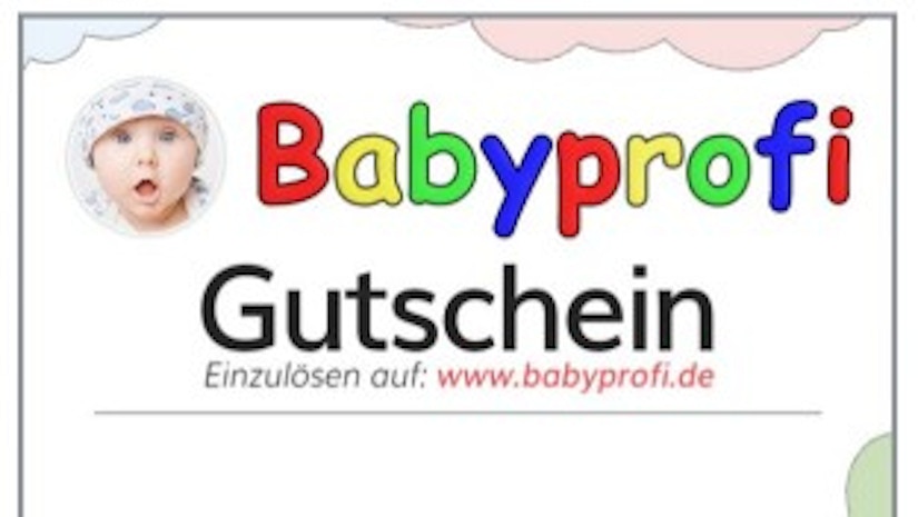 Babyprofi Gutschein auf weißem Hintergrund